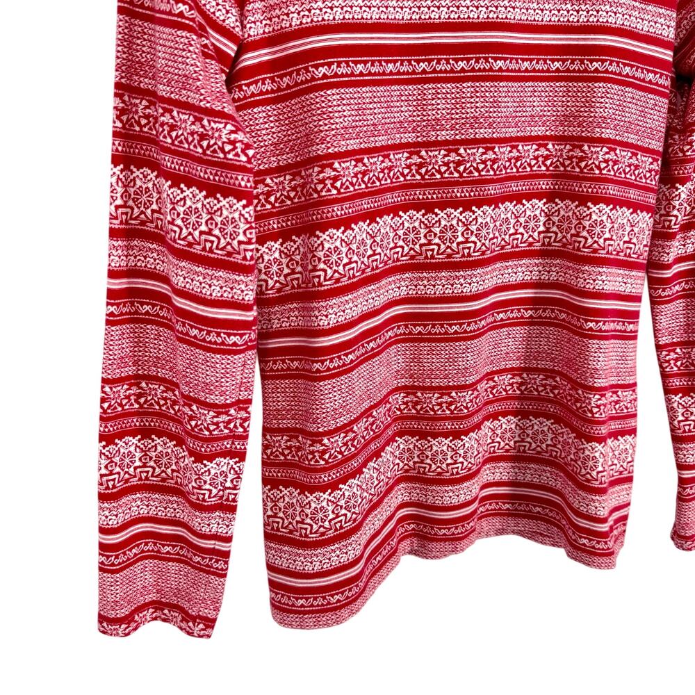 The TALBOTS Tee Small Red Cozy Soft Holiday Christmas Blouse Shirt Top Winter - Picture 4 of 8